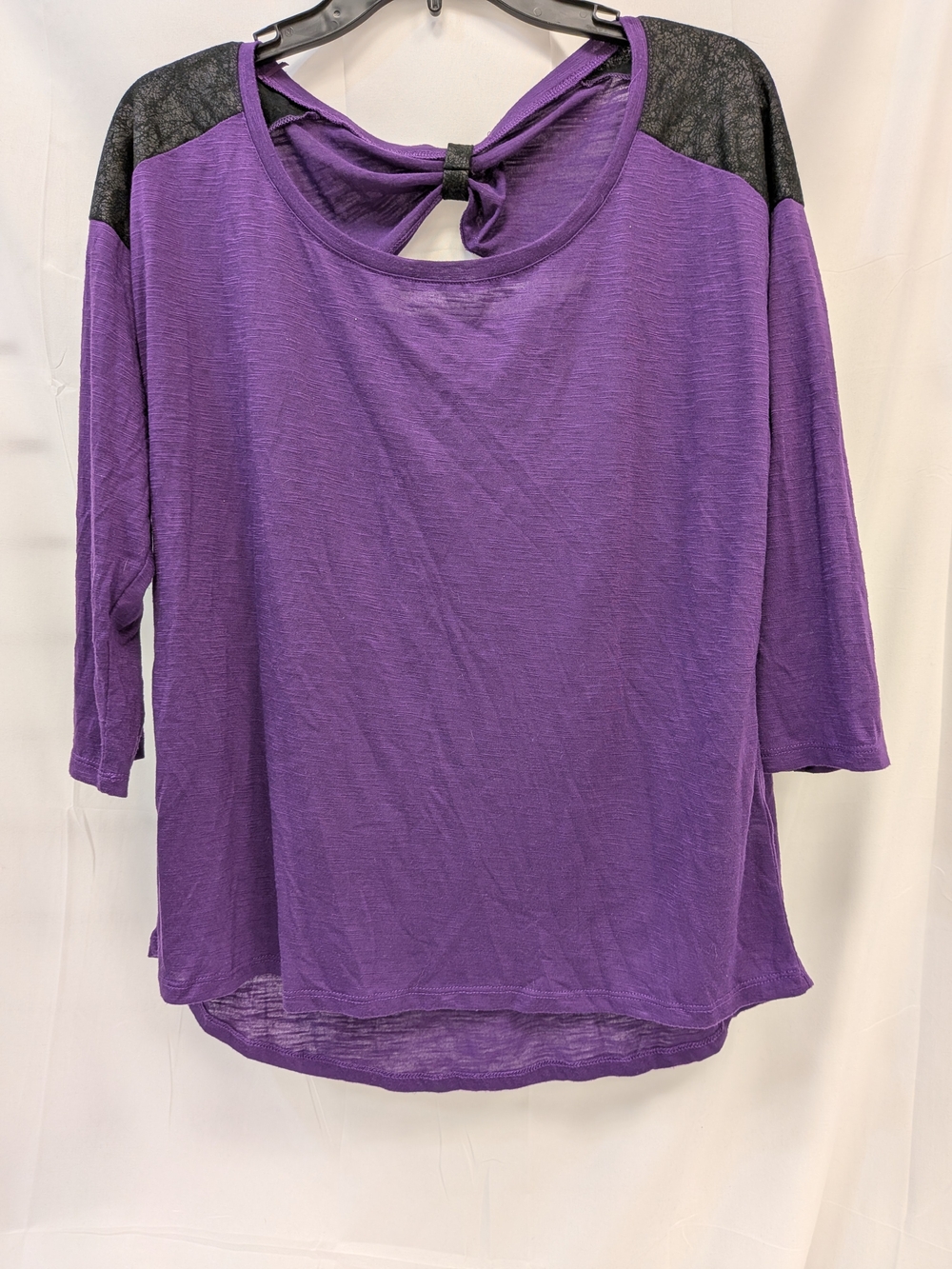 Route 66 Purple Long-Sleeve Top with Black Shoulder Panels
